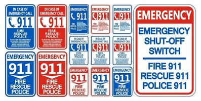 911 signe de symbole de police de sauvetage incendie vecteur