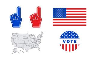 Etats-Unis drapeau, mousse des doigts, voter signe et Etats-Unis carte. vecteur évolutif graphique