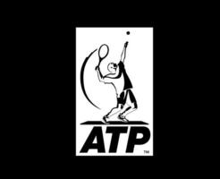 atp symbole logo blanc tournoi ouvert Hommes tennis association conception vecteur abstrait illustration avec noir Contexte