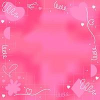 rose romantique floue engrener pente abstrait carré bannière Contexte avec copie espace et dessiné à la main kawaii y2k éléments - lisse et arrondi ligne griffonnages vecteur