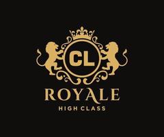 d'or lettre cl modèle logo luxe or lettre avec couronne. monogramme alphabet . magnifique Royal initiales lettre. vecteur