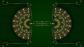 vert et or, fond de mandala de luxe vecteur