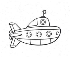 main tiré griffonnage de sous-marin avec périscope et hublots. dessin animé esquisser vecteur