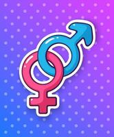 dessin animé autocollant avec hétérosexuel le sexe symbole vecteur