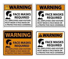 Masques d'avertissement requis signe sur fond blanc vecteur