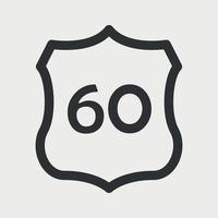 nous 60 Autoroute route. Voyage informations signe. entre États Autoroute Boucliers utilisé dans le nous. vecteur illustartion