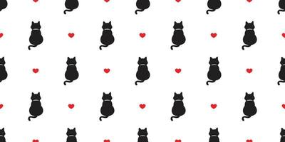 chat vecteur sans couture modèle cœur icône chaton Valentin journée griffonnage isolé Contexte fond d'écran