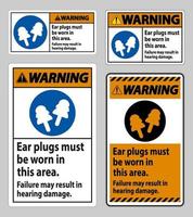 panneau d'avertissement des bouchons d'oreille doivent être portés dans cette zone, une défaillance peut entraîner des dommages auditifs vecteur