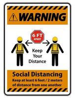 avertissement signe de construction de distance sociale vecteur