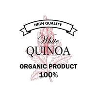 logo vintage de quinoa avec élément dessiné à la main. illustration vectorielle dans le style de croquis vecteur