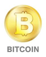 logo de pièce de monnaie bitcoin doré sur fond blanc vecteur