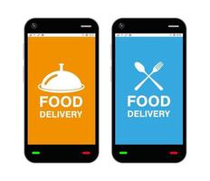 smartphones avec logo d & # 39; application de livraison de nourriture à l & # 39; écran vecteur