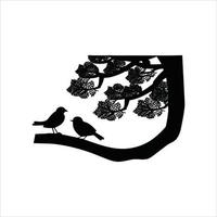 deux séance des oiseaux sur branche silhouette vecteur art.