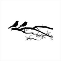 deux des oiseaux sur branche silhouette vecteur art.