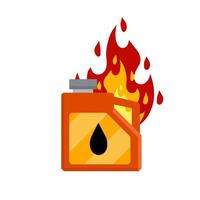 boîte avec carburant. rouge gaz réservoir. inflammable objet. danger et Feu. dangereux flammes. plat dessin animé icône illustration isolé sur blanc Contexte. récipient avec pétrole vecteur