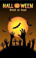 zombies halloween main dans un cimetière vecteur