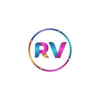 lettre RV coloré logo prime élégant modèle vecteur