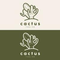 cactus logo, Facile ligne cactus conception, vert plante vecteur, icône, symbole, illustration vecteur