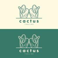 cactus logo, Facile ligne cactus conception, vert plante vecteur, icône, symbole, illustration vecteur