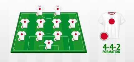 Japon nationale Football équipe formation sur Football champ. vecteur