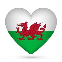 Pays de Galles drapeau dans cœur forme. vecteur illustration.