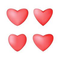 vecteur illustration, rouge cœurs différent formes