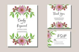 mariage invitation rose fleur vecteur