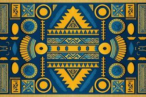 égyptien modèle Jaune et bleu Contexte. abstrait traditionnel populaire vieux ancien antique tribal ethnique graphique doubler. fleuri élégant luxe ancien rétro style. texture textile en tissu ethnique Egypte. vecteur