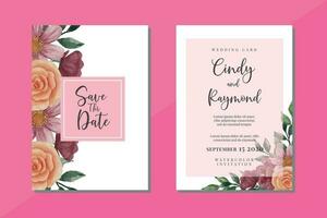 mariage invitation Rose fleur aquarelle vecteur