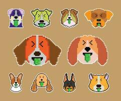 le chien pixel autocollant emoji émoticône collection vecteur