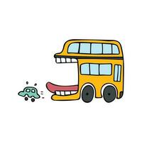 vecteur illustration Couleur les enfants dessin animé marrant école autobus clipart