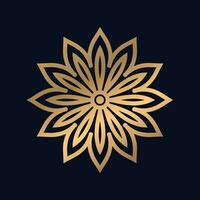 fleur modèle mandala d'or avec une noir Contexte élégant conception vecteur