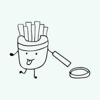 main tiré marrant français frites blagues dessin animé mascotte personnage vecteur illustration Couleur les enfants dessin animé marrant français frites vite nourriture clipart