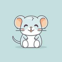 mignonne kawaii rat chibi mascotte vecteur dessin animé style