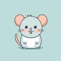 mignonne kawaii rat chibi mascotte vecteur dessin animé style