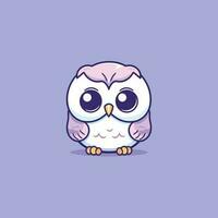 mignonne kawaii hibou chibi mascotte vecteur dessin animé style