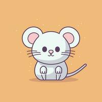 mignonne kawaii rat chibi mascotte vecteur dessin animé style