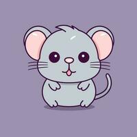 mignonne kawaii rat chibi mascotte vecteur dessin animé style