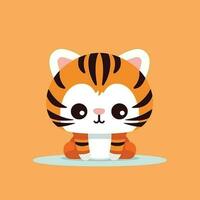 mignonne kawaii tigre chibi mascotte vecteur dessin animé style