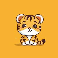 mignonne kawaii tigre chibi mascotte vecteur dessin animé style