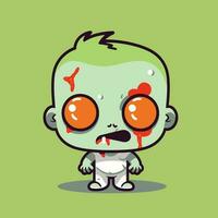 mignonne kawaii zombi chibi mascotte vecteur dessin animé style