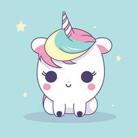 mignonne kawaii Licorne chibi mascotte vecteur dessin animé style