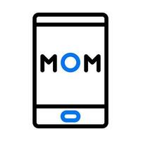 téléphone maman icône bicolore bleu noir Couleur mère journée symbole illustration. vecteur