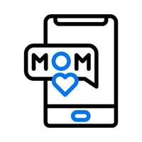 téléphone maman icône bicolore bleu noir Couleur mère journée symbole illustration. vecteur