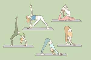 yoga, santé, asanas ensemble concept vecteur