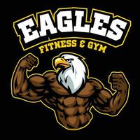 Aigle bodybuilder mascotte logo vecteur