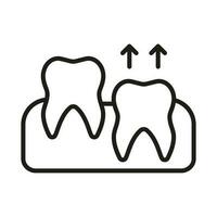 Humain les dents croissance ligne icône. bébé les dents éruption linéaire pictogramme. primaire Lait dentition processus. dentisterie contour symbole. dentaire traitement signe. modifiable accident vasculaire cérébral. isolé vecteur illustration.