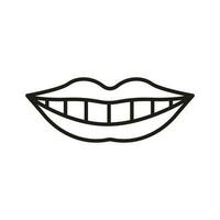 en bonne santé Humain sourire ligne icône. bouche avec les dents linéaire pictogramme. beauté lèvres et blanc dents. oral se soucier. dentisterie contour symbole. dentaire traitement. modifiable accident vasculaire cérébral. isolé vecteur illustration.