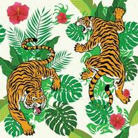 modèle conception de tropical hawaïen style avec tigre vecteur