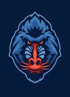 mandrill singe tête mascotte logo vecteur